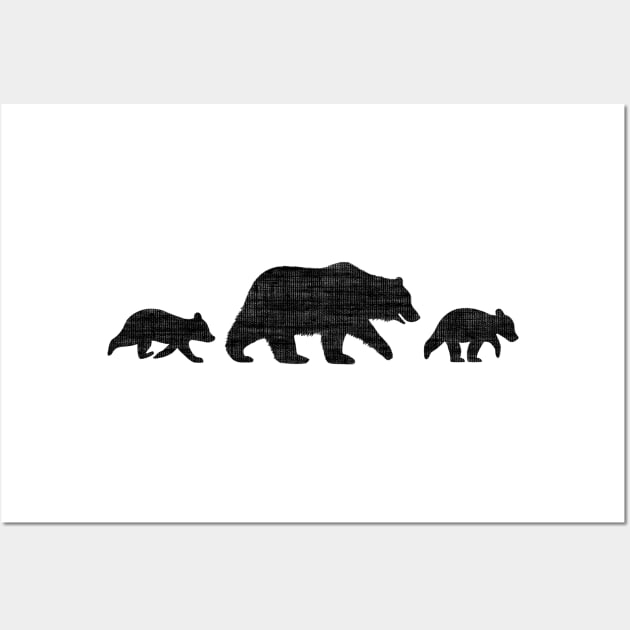 Black Bear with Cubs | Mama Bear Wall Art by Coffee Squirrel